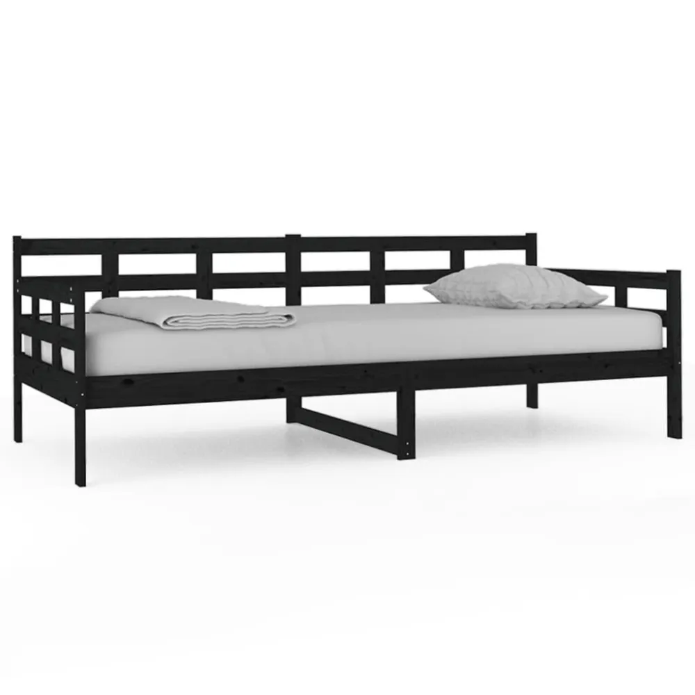Estante para TV Sofá-cama 90x200 cm madeira de pinho maciç preto