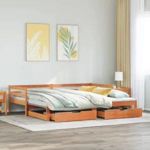 Estofado em Veludo Sofá-cama com gavetão e gavetas 90x190 cm madeira de pinho