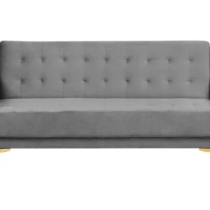 Estofado em Veludo Sofá-cama de 3 lugares em veludo cinzento ABERDEEN