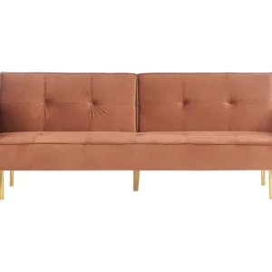 Estofado em Veludo Sofá-cama em veludo castanho dourado VISNES