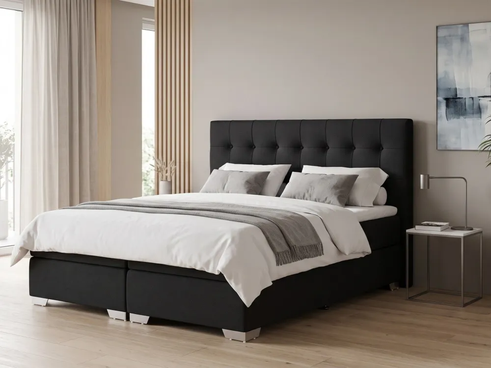 Fabric EU King Size Divan Bed Ébano PRESIDENT com USB Integrado