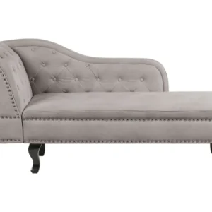 Left Hand Chaise Lounge Flanela Taupe NIMES com USB Integrado