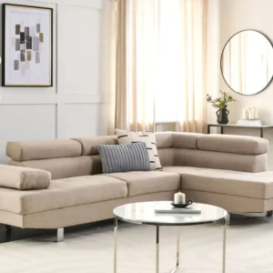 Left Hand Corner Fabric Sofa Bege claro NORREA