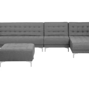 Left Hand Em módulos Fabric Sofa Ottoman Grey ABERDEEN em Veludo