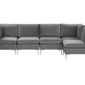 Left Hand 5 Seater Modular Veludo Corner Sofa Grey EVJA