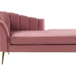 Left Hand Tecido macio Chaise Lounge Pink ALLIER com Garantia de 2 Anos