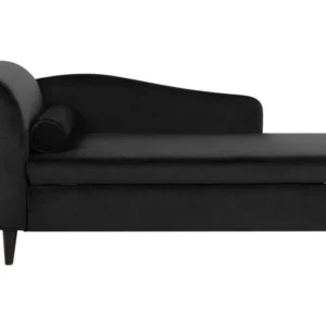 Left Hand Tecido macio Chaise Lounge Black LUIRO com 10 Anos de Garantia no Mecanismo