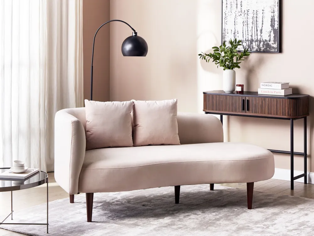 Left Hand Veludo Chaise Lounge Pink CHAUMONT