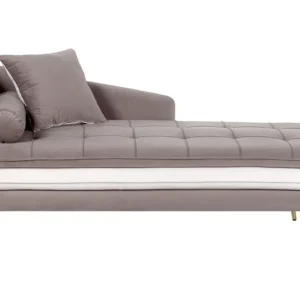 Left Hand Velvet Chaise Lounge Brown Branco GONESSE
