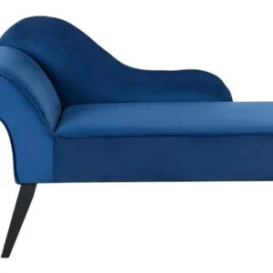 Left Hand Velvet Chaise Lounge Cobalt Marinho BIARRITZ
