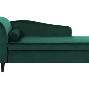 Left Hand Velvet Chaise Lounge Emerald Verde LUIRO