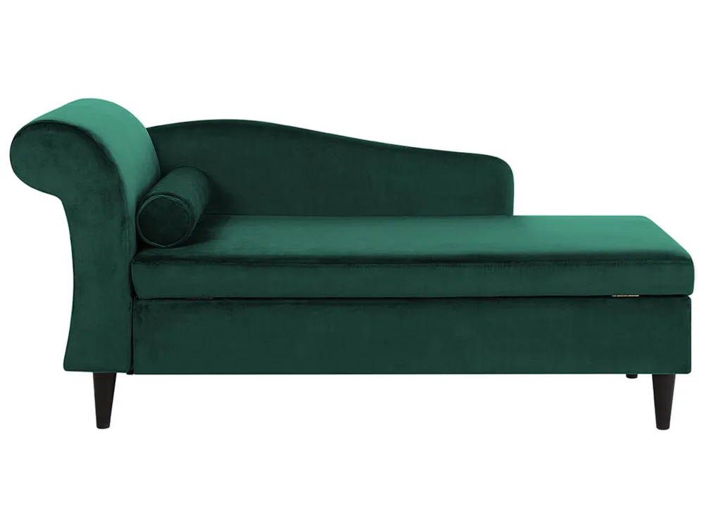 Left Hand Velvet Chaise Lounge Emerald Verde LUIRO