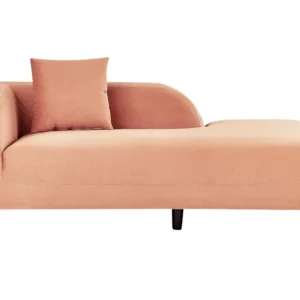 Left Hand Velvet Chaise Lounge Peach Chiclete LE CRAU com Garantia de 2 Anos
