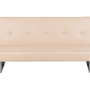 Madeira Maciç Faux Leather Sofa Bed Bege claro DERBY Small