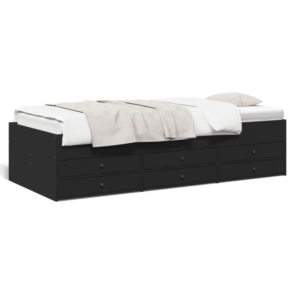Mesa de Centro Sofá-cama com gavetas sem colchão 75x190 cm preto