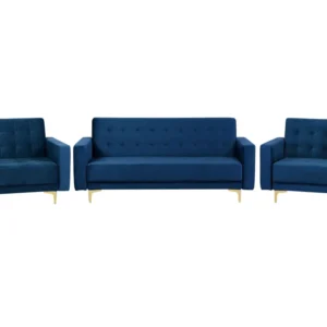 Modular Velvet Living Room Set Navy Blue ABERDEEN