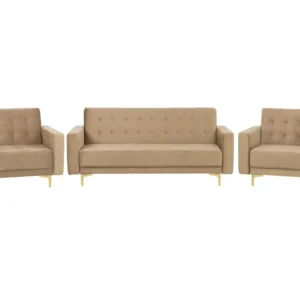 Modular Velvet Living Room Set Sand Bege claro ABERDEEN