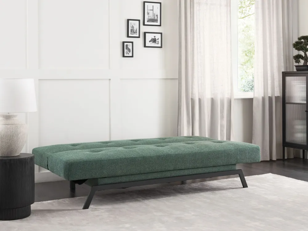 Poltrona Reclinável Sofá-cama de 3 lugares em tecido verde LEEDS