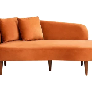 Prateleira Flutuante Chaise-longue em veludo laranja à esquerda CHAUMONT