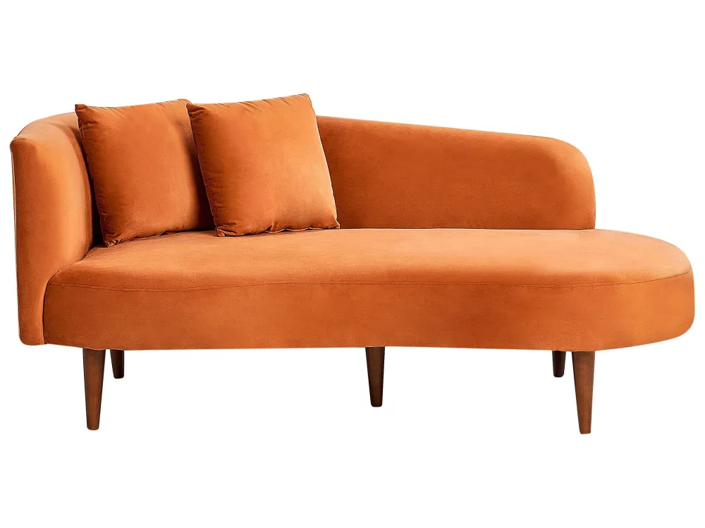 Prateleira Flutuante Chaise-longue em veludo laranja à esquerda CHAUMONT
