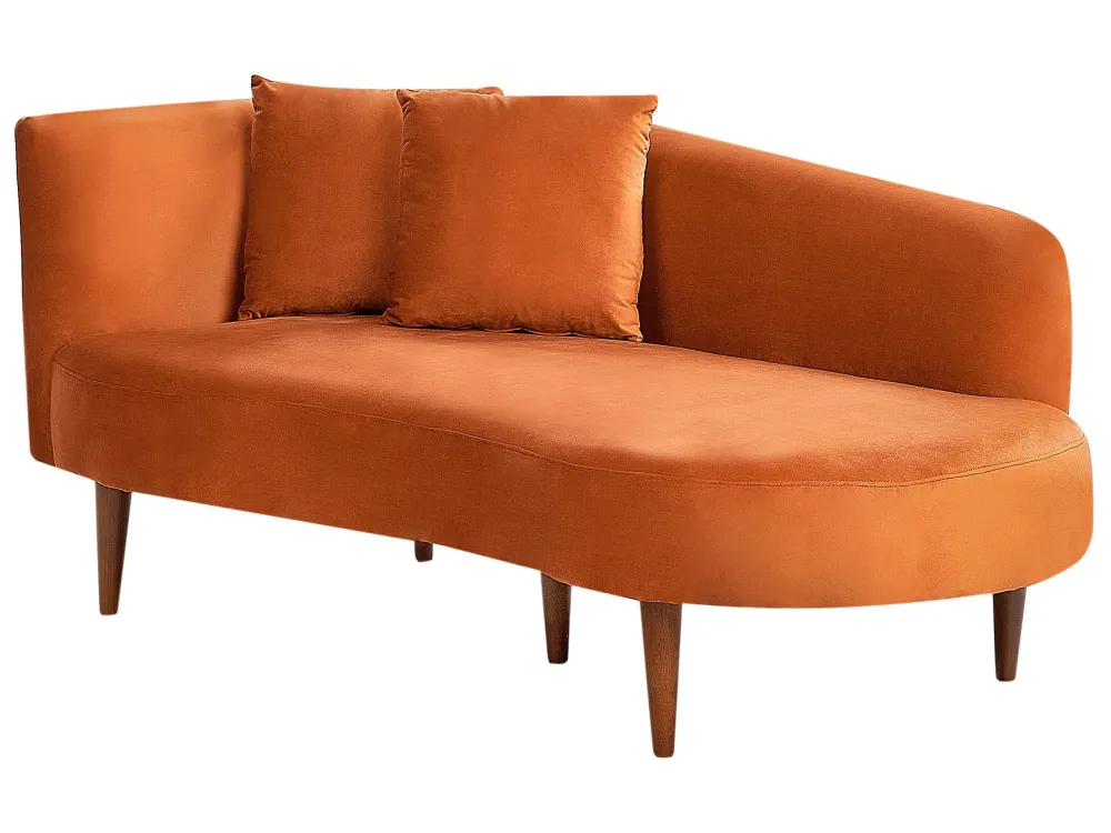 Prateleira Flutuante Chaise-longue em veludo laranja à esquerda CHAUMONT