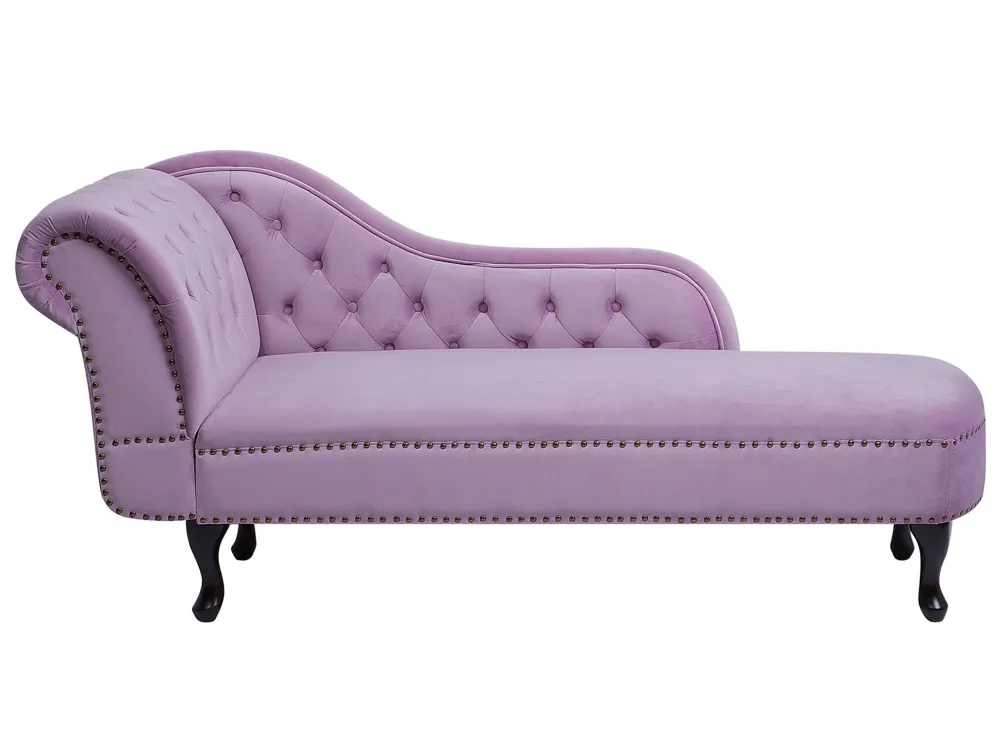 Puff de Armazenamento Chaise-longue à esquerda em veludo violeta NIMES