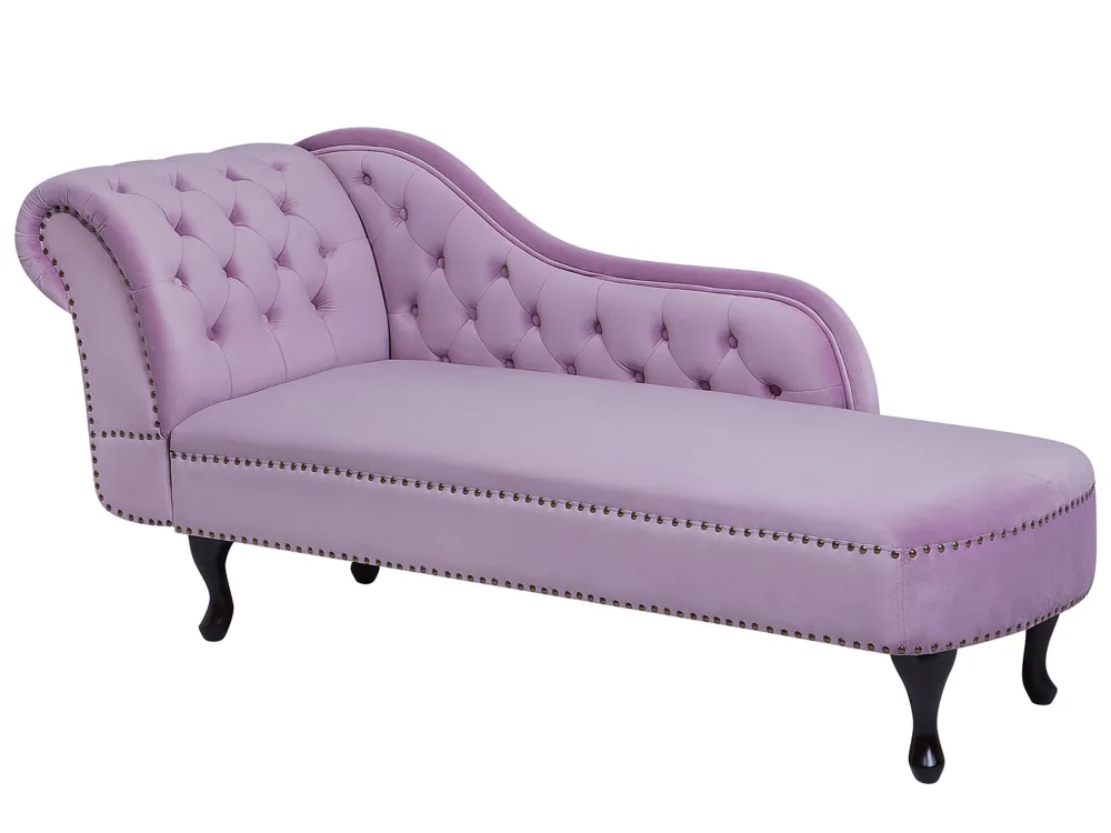 Puff de Armazenamento Chaise-longue à esquerda em veludo violeta NIMES
