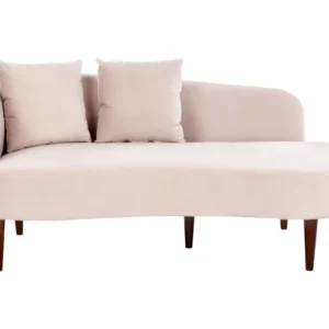 Puff de Armazenamento Chaise-longue em veludo rosa pastel à esquerda CHAUMONT