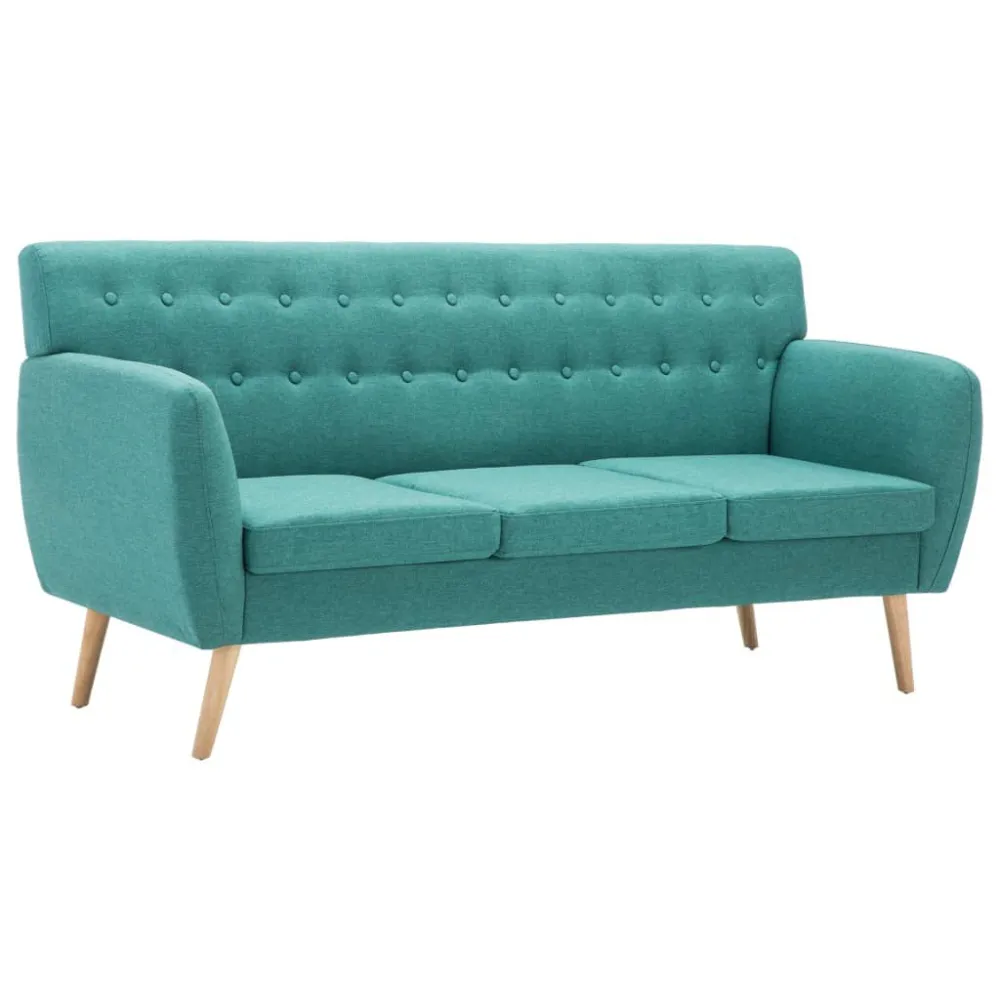 Puff de Armazenamento Sofá de 3 lugares estofos de tecido 172x70x82 cm verde