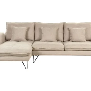 Rack para Eletrônicos Right Hand Fabric Corner Sofa Cor creme SERSAN