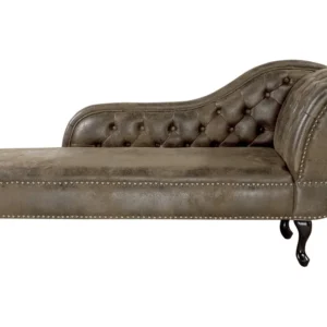 Right Hand Chaise Lounge Faux Suede Chocolate NIMES