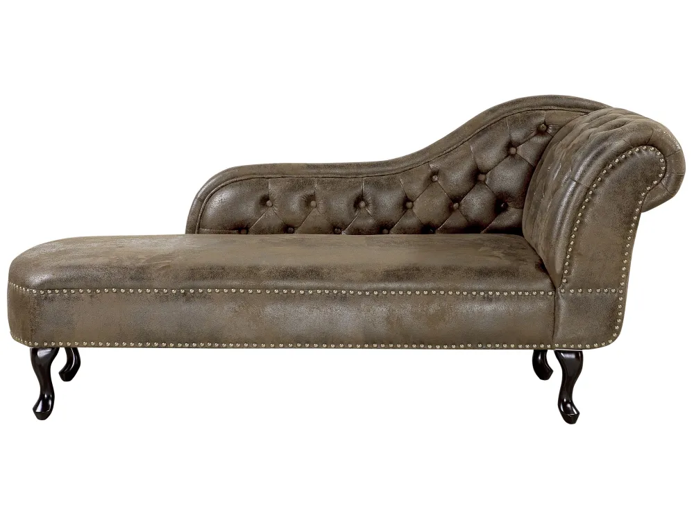 Right Hand Chaise Lounge Faux Suede Chocolate NIMES