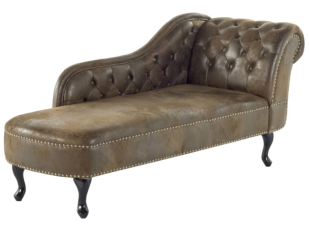 Right Hand Chaise Lounge Faux Suede Chocolate NIMES