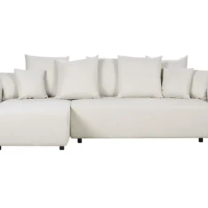 Right Hand Fabric Corner Sofa Bed Storage Light Tom neutro LUSPA