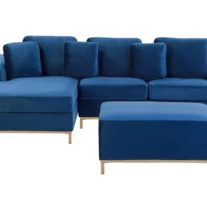 Right Hand Flanela Corner Sofa Ottoman Navy Blue OSLO com Garantia de 2 Anos