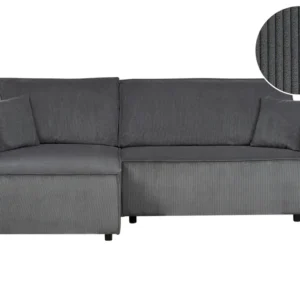 Right Hand Maxi Cord Corner Sofa Bed Graphite Grey ABACKA