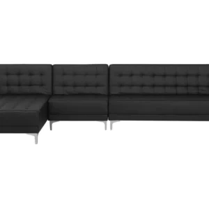 Right Hand Modular Faux Material couro Sofa Black ABERDEEN