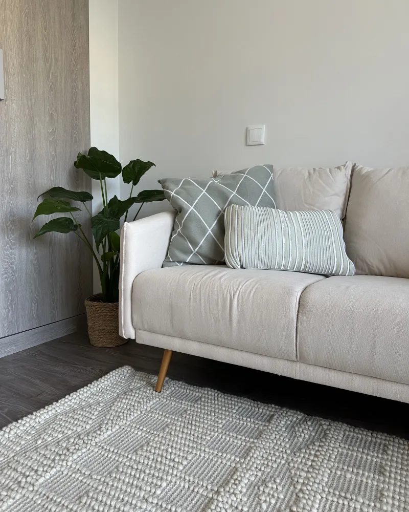 3 Seater Fabric Sofa Bege claro MAURA
