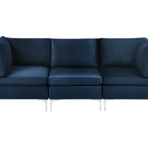3 Seater Modular Velvet Sofa Azul EVJA 3 Lugares