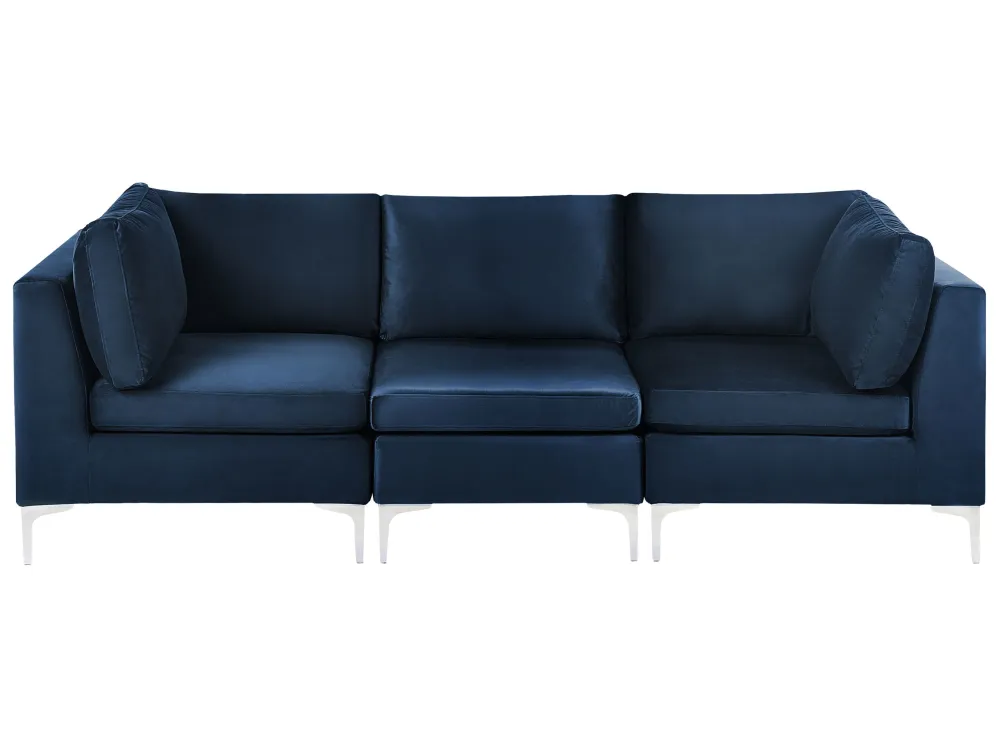3 Seater Modular Velvet Sofa Azul EVJA 3 Lugares