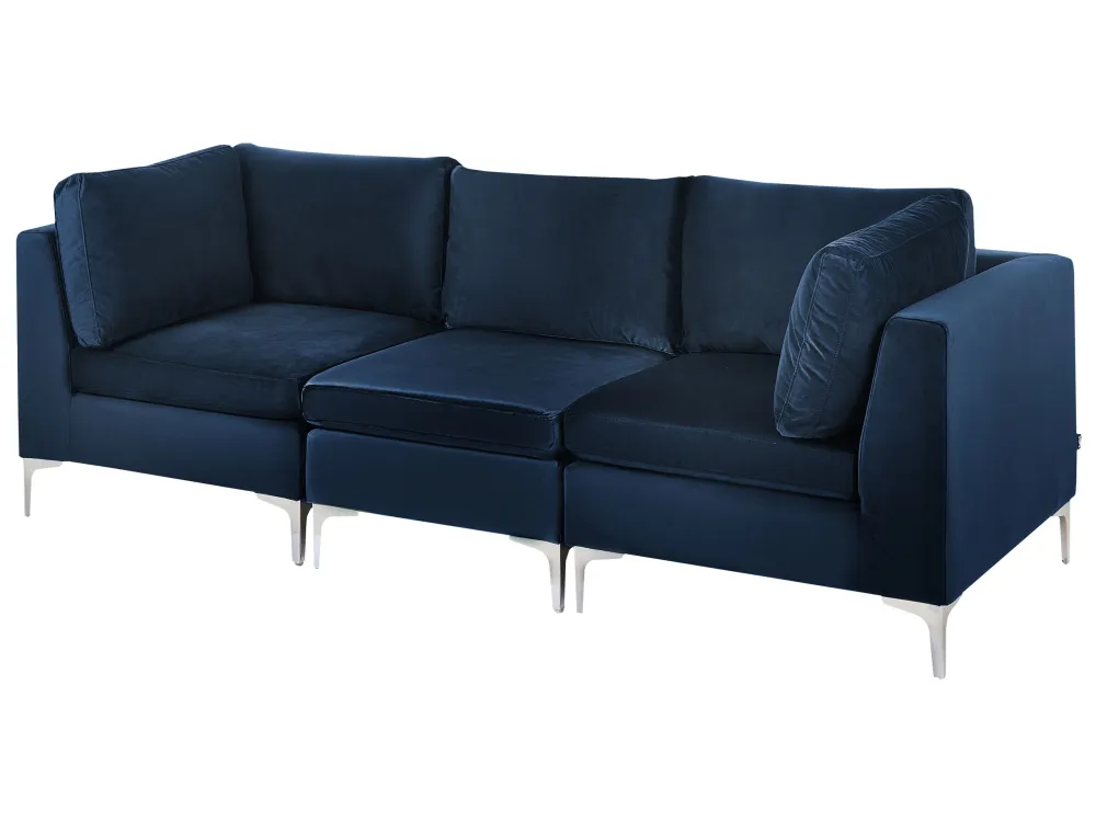 3 Seater Modular Velvet Sofa Azul EVJA 3 Lugares