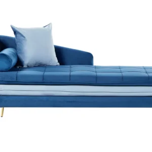 Sofá de Canto Chaise-longue em veludo azul à esquerda GONESSE