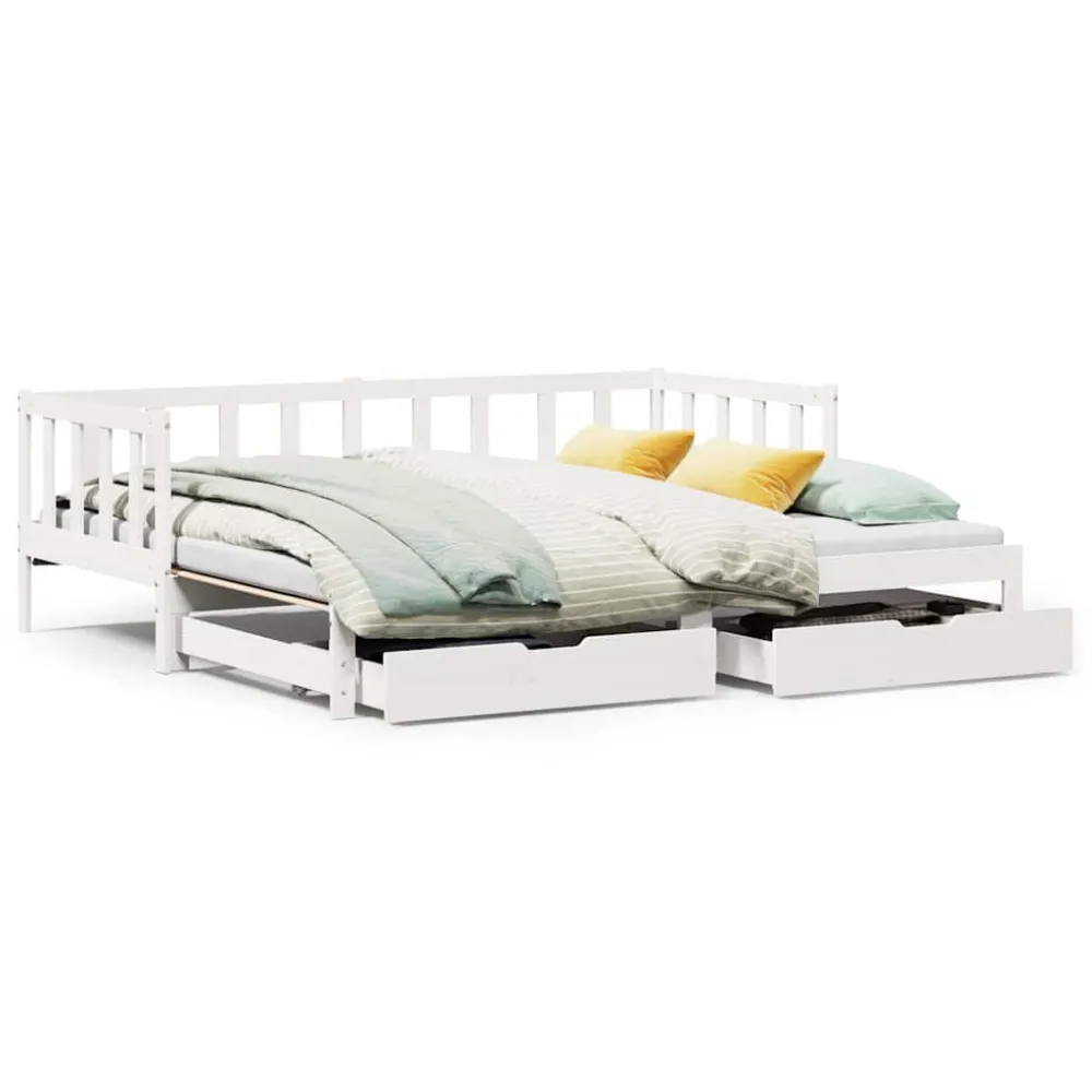 Sofá de Canto Sofá-cama com gavetão e gavetas sem colchão 90x200 cm branco