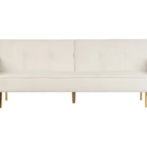 Sofá de Canto Sofá-cama em veludo branco-creme VISNES