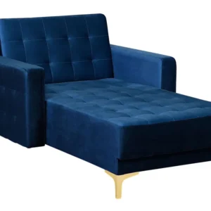 Sofá de Canto Velvet Chaise Lounge Navy Safira ABERDEEN