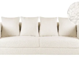 Sofá de 3 lugares em tecido bouclé branco GRANNA para Assistir TV