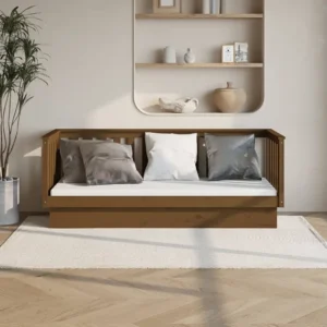 Sofá-cama 75x190 cm madeira de pinho maciç castanho mel Design Moderno