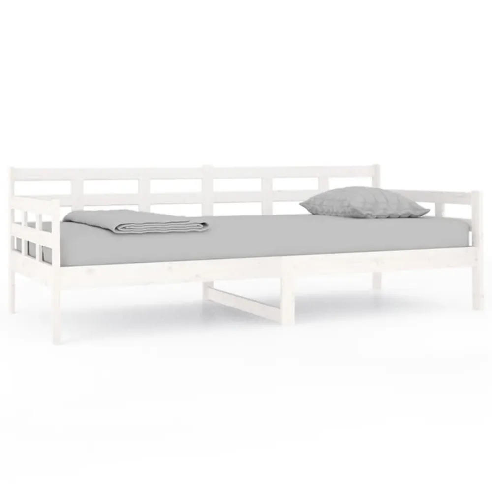 Sofá-cama 90x200 cm madeira de pinho maciç branco em Veludo