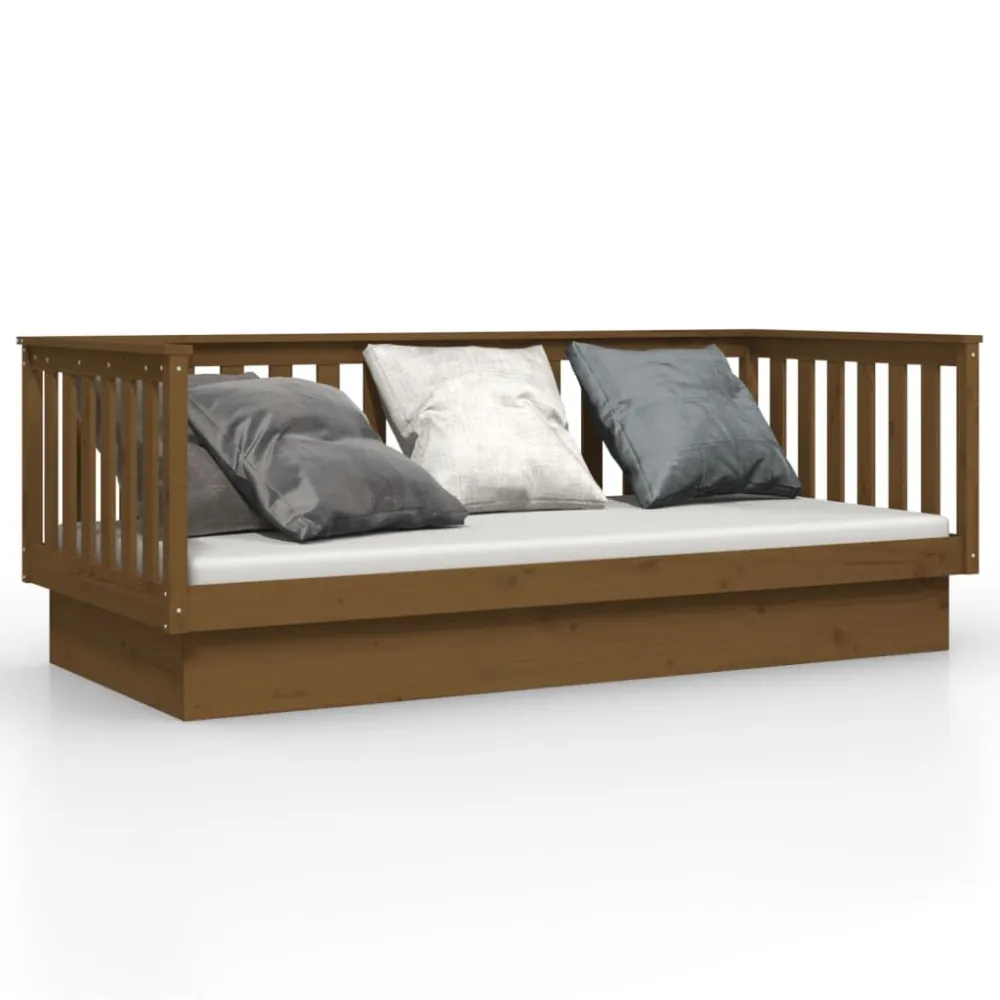 Sofá-cama 90x200 cm madeira de pinho maciç castanho mel Couro Ecológico