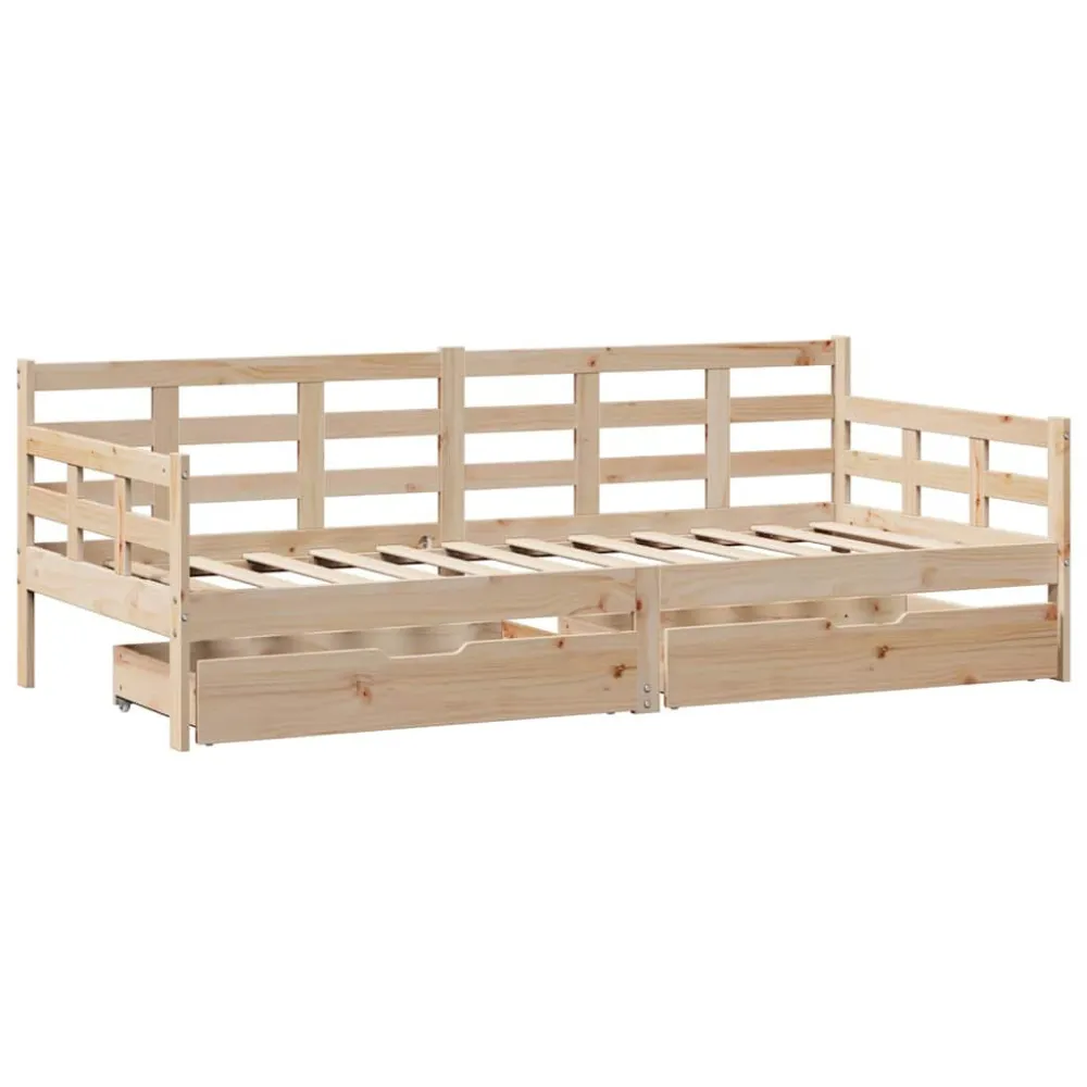 Sofá-cama com gavetas 90x200 cm madeira de pinho maciç com USB Integrado